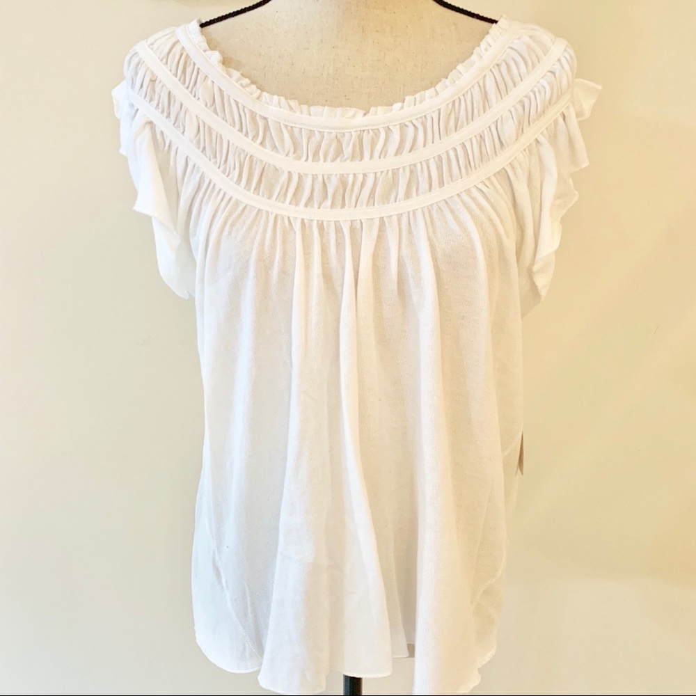 Free People Gathered White Top Small